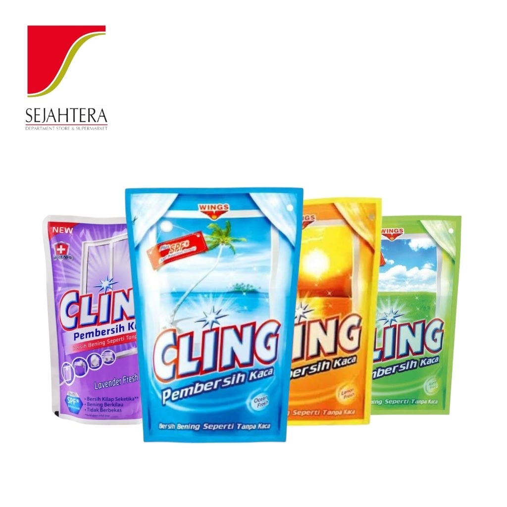 Cling Pembersih Kaca 440ml Refill Lavender Lemon Apple Ocean