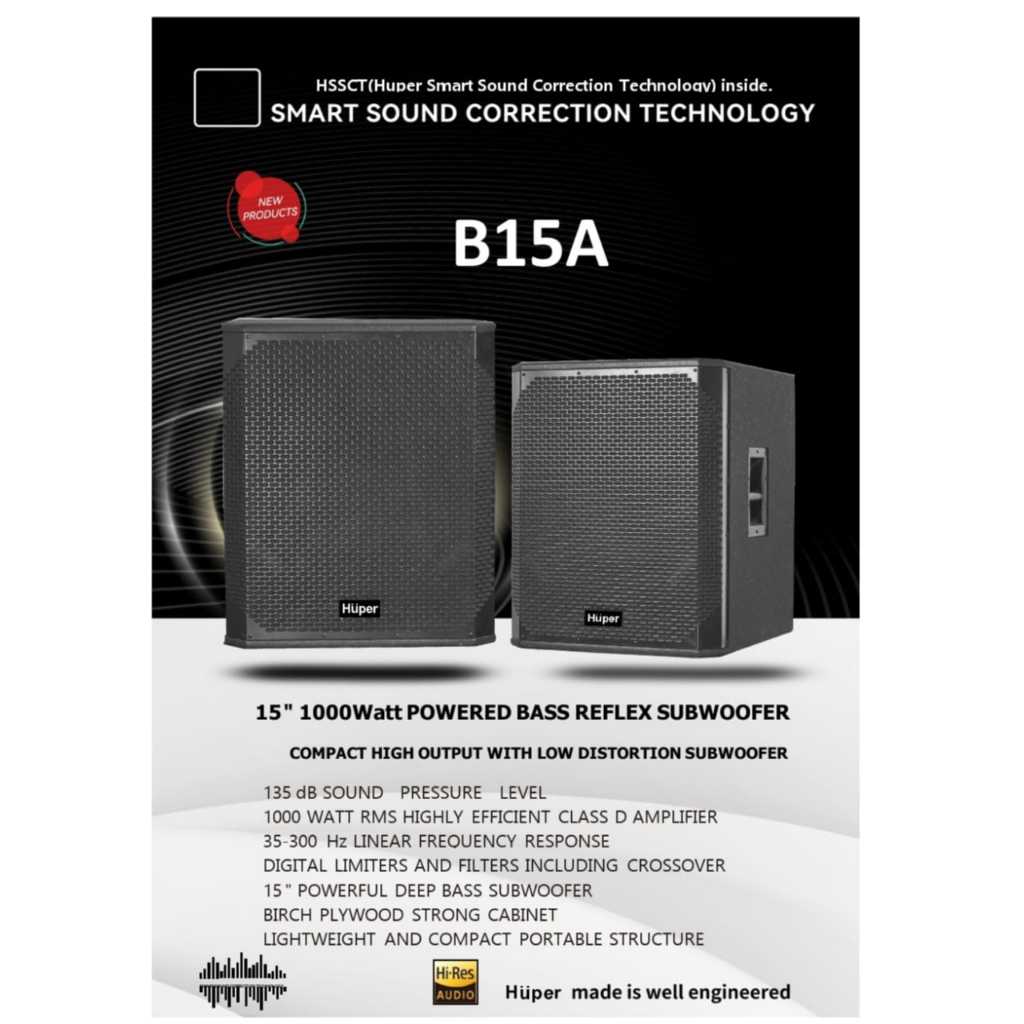 Speaker Subwoofer Aktif Huper B15 A / 15 Inch ( 1 Pcs )
