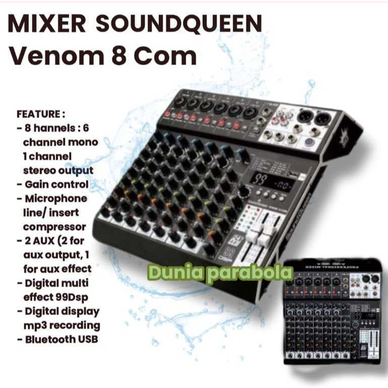 Mixer soundqueen 8 channel venom 8 com original mixer 8 channel