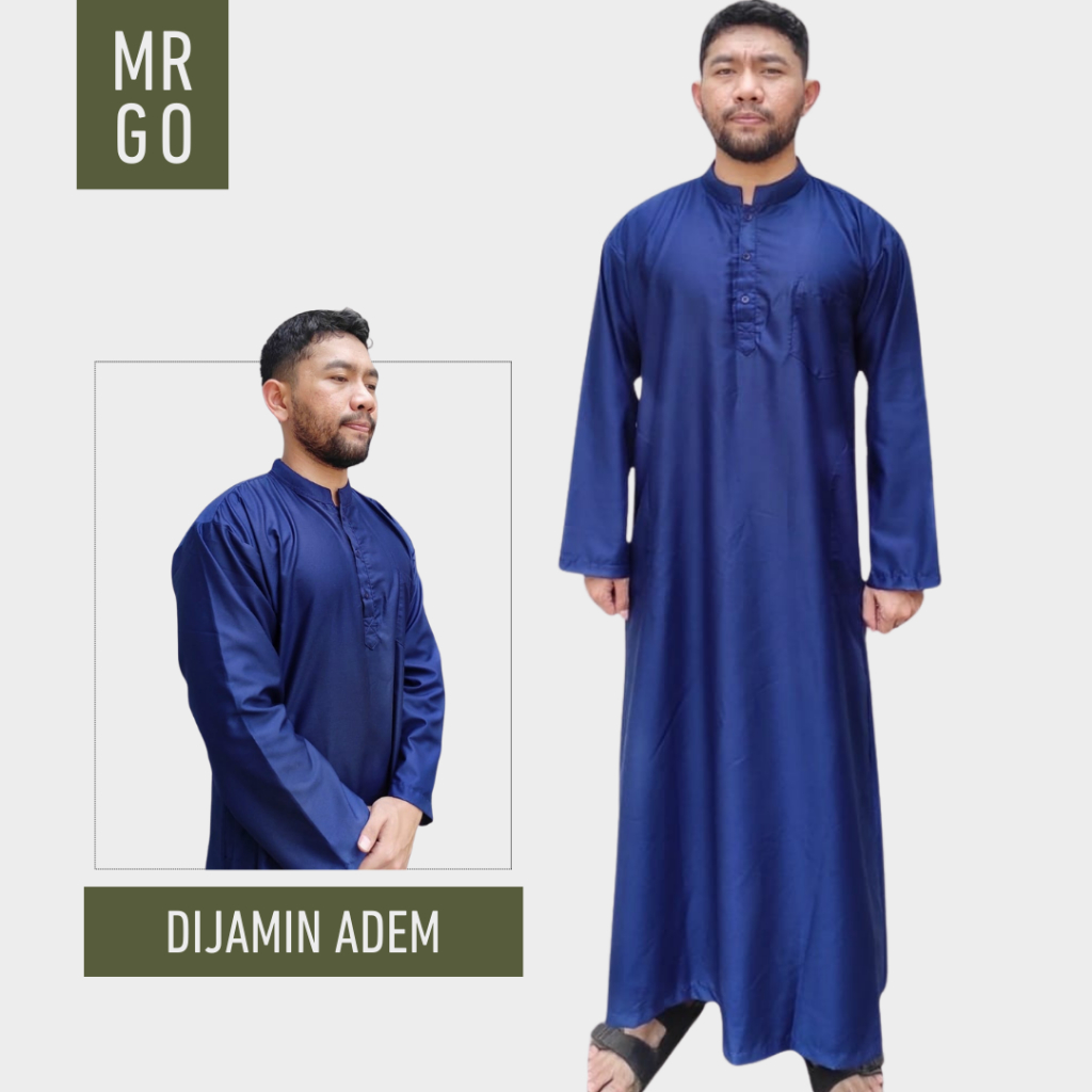 MRGO | Gamis Jubah Pria Toyobo DEWASA & ANAK Premium Adem Thobe Biru Tua Navy Donker Dongker Nevi Mu