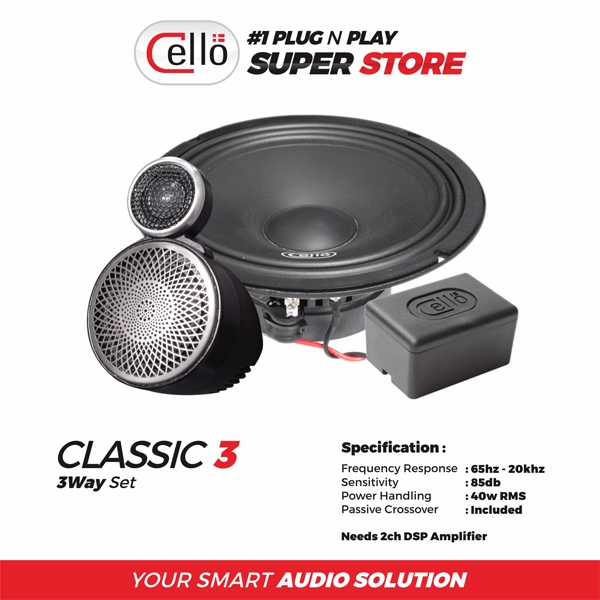 CELLO Speaker Mobil 3way “CLASSIC 3” - Upgrade Tanpa Ribet