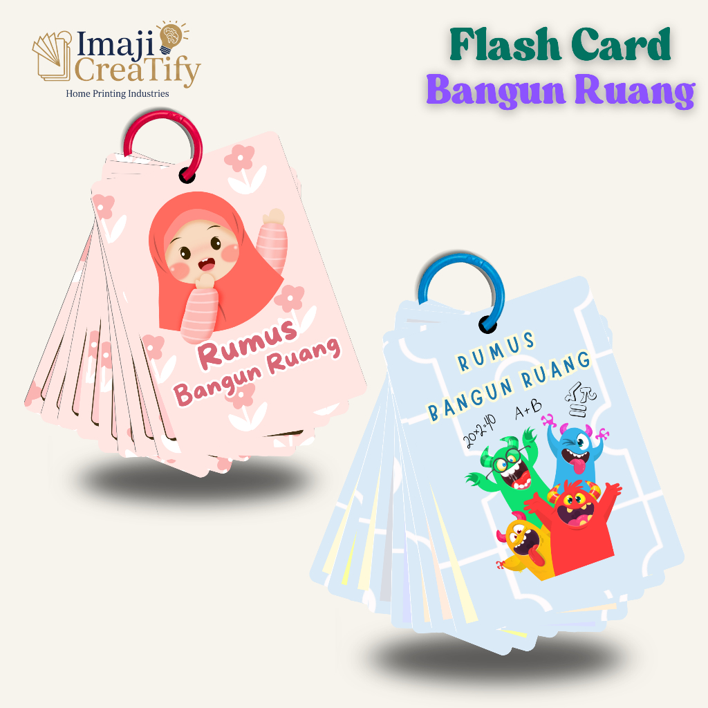 Flashcard Matematika Rumus Bangun Ruang Cocok Untuk anak mengenal dan mengahapal rumus Bangun Ruang