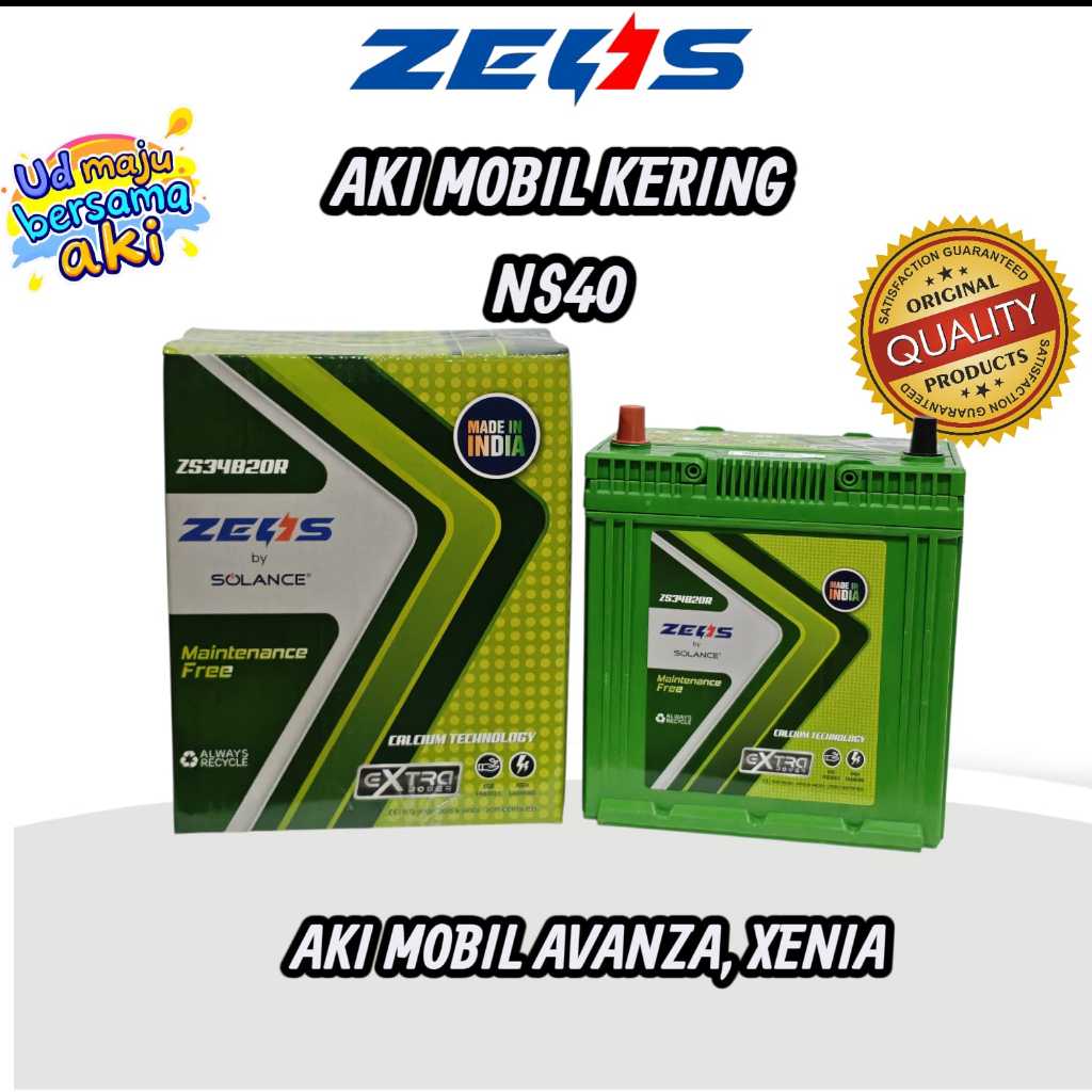 Aki Mobil kering  NS40 Zeus aki mobil avanza/xenia/rush Aki mobil kering  ns40 Aki Kering 34B20R