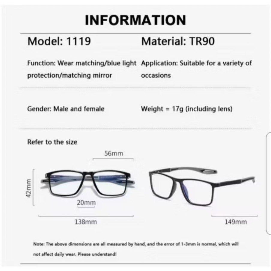 Kacamata Baca Lensa Plus Auto Focus Anti Radiasi Sport Glasses Pria Wanita Premium Original