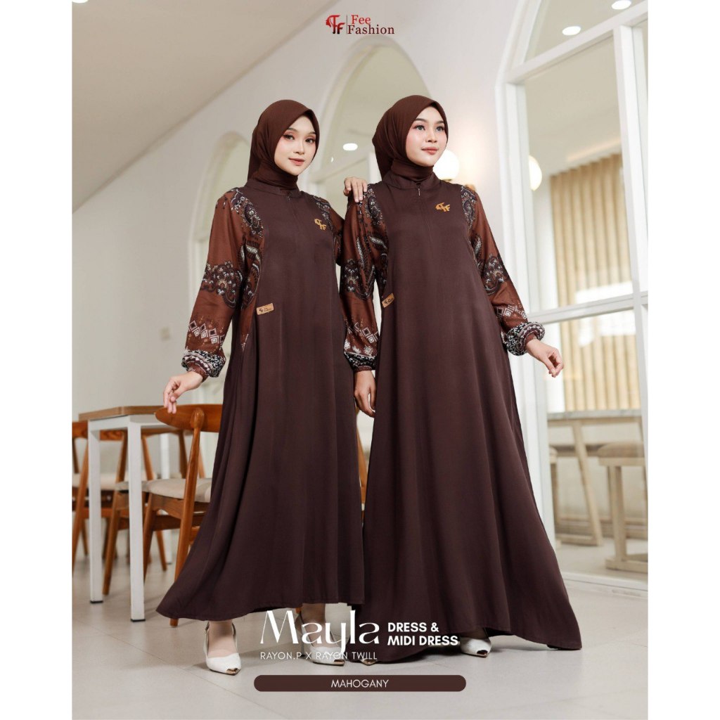 MAYLA DRESS & MIDI BY FEE FASHION - NARUMI DRESS - FEE FASHION - BAHAN RAYON PREMIUM - GAMIS TERBARU