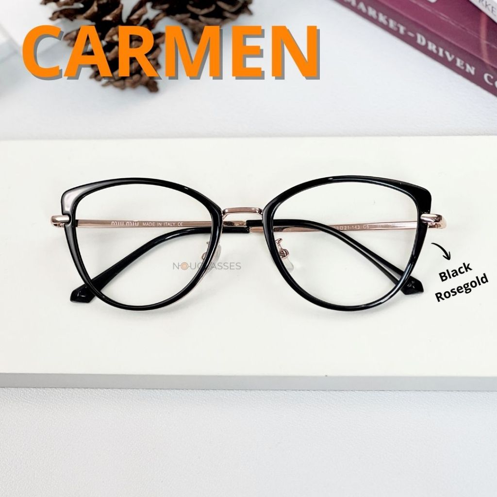 CARMEN (Black RoseGold) - Kacamata Perempuan Cat Eye Gadget Office Series Photocromic Antiradiasi An