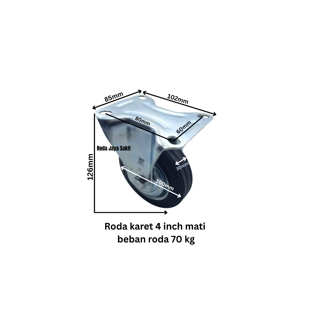 Roda troli karet RRT 4 inch (mati, hidup, hidup+rem)