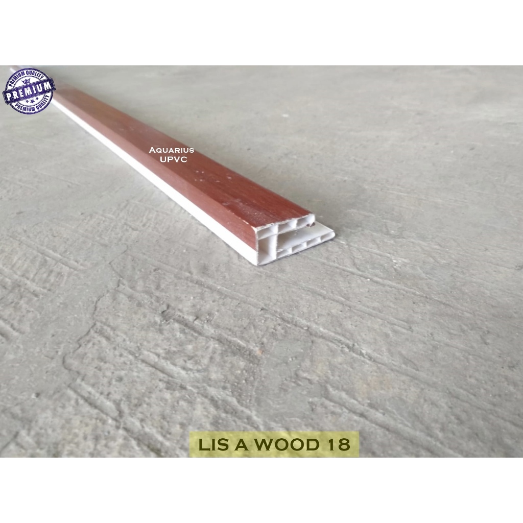 Lis List Pinggir Dinding Serat Kayu Plafon PVC Panjang 4 meter Premium Type A Coklat Wood 18