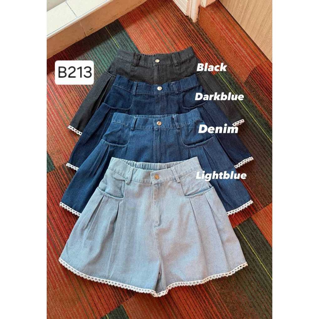 Celana Pendek Denim Premium | Short Pants Wanita Jeans Renda | B213 Short Pants
