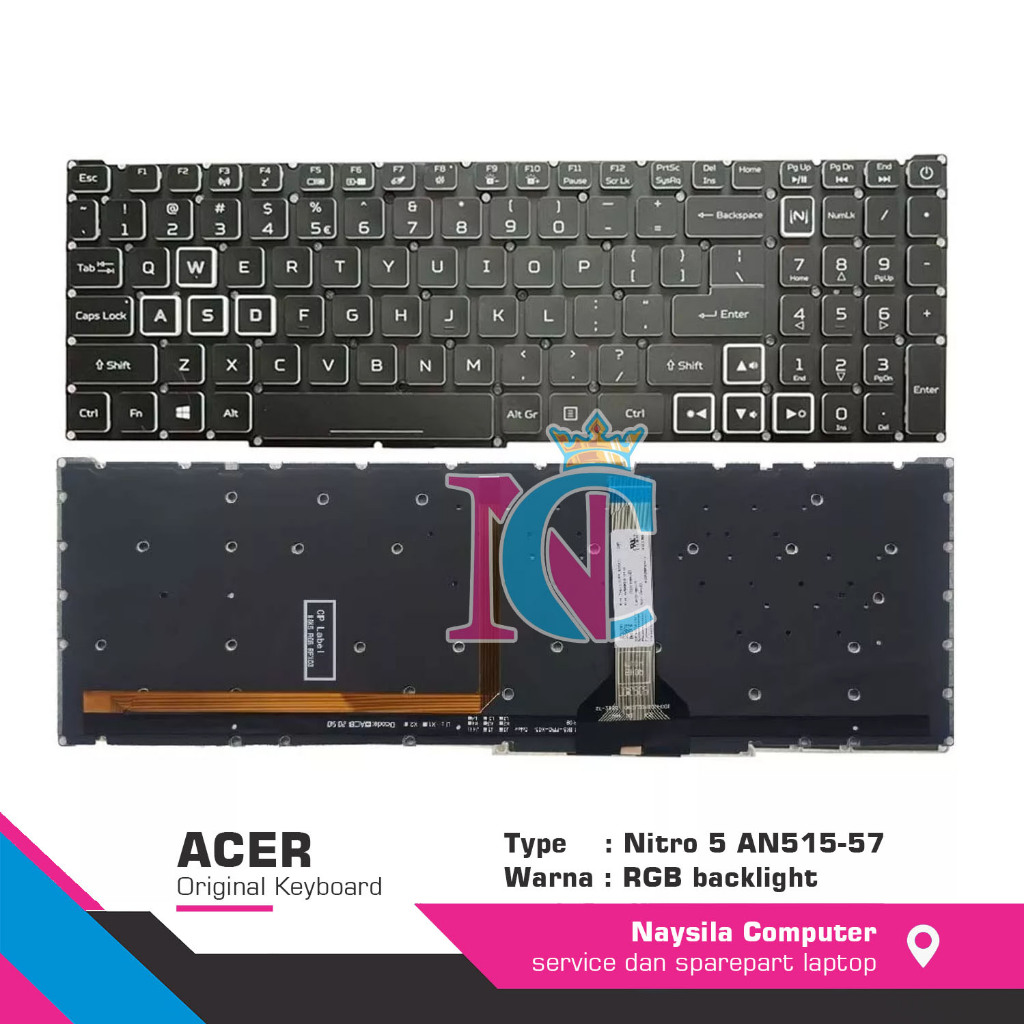 Keyboard Laptop Acer Nitro 5 AN515-56 AN515-57 AN515-45 RGB backlight