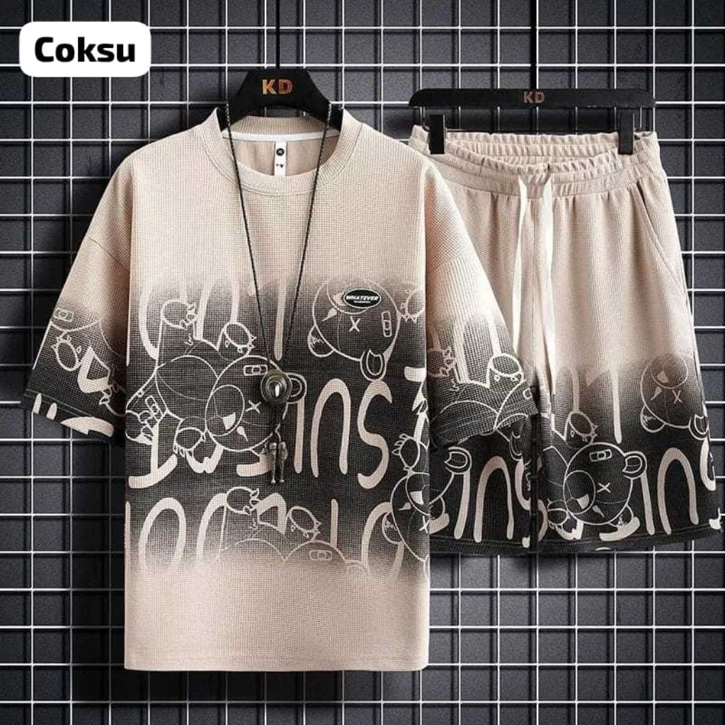 (ATASAN + CELANA) ​Setelan Pria Dewasa | Baju dan Celana Pendek Bahan Babyterry | Setelan Cowok Keki