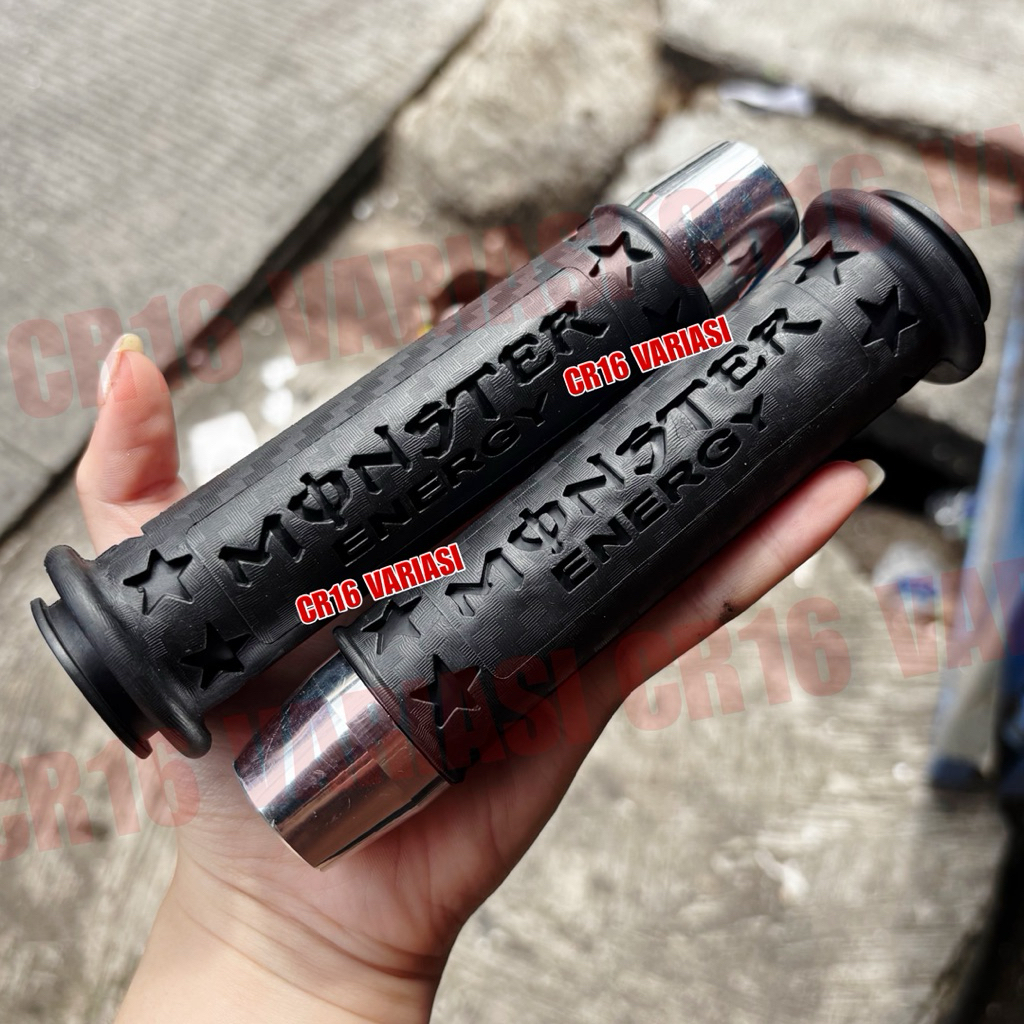 PROMO PAKET HANDGRIP MOTOR SUPER EMPUK + JALU CROM UNIVERSAL Bisa Semua Motor Handfat Grip Motor Sar