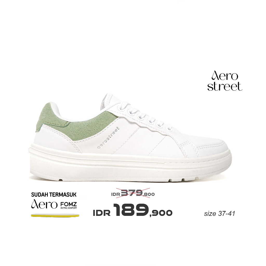 Aerostreet 37-41 Naura Putih Putih Hijau Pastel - Sepatu Sneakers Wanita