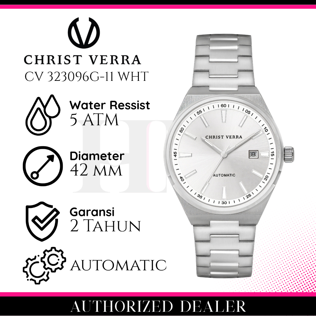 CHRIST VERRA CV 323096G-11 WHT Jam Tangan Pria Original Analog Automatic Antiair