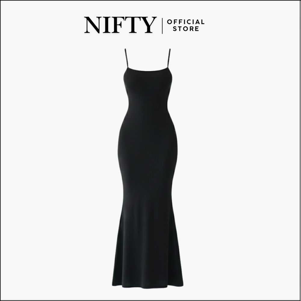 NIFTY DR002 Long Dress Slim Fit Square Neck Sleeveless Panjang Tanpa Lengan (Size S-XL)
