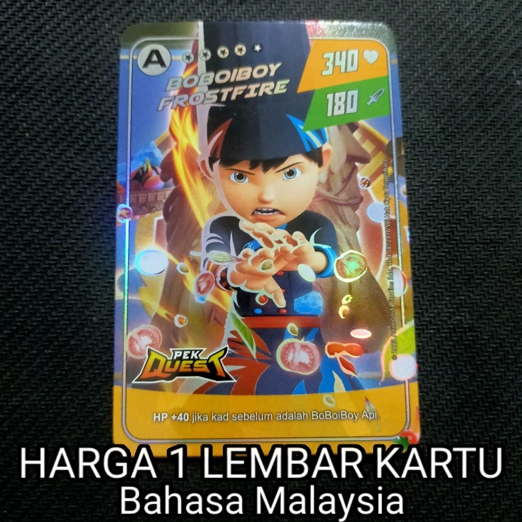 (HARGA SATU KARTU) Boboiboy Monsta Galaxy Card Boboiboy Frostfire Dari Pek Quest