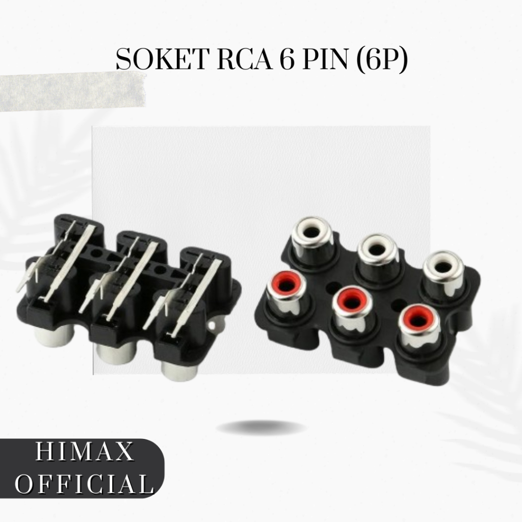 Soket RCA 6 Pin Female PCB Mount | Socket Jack RCA 6 Lubang Audio Video AV TV LED | Konektor RCA Cew