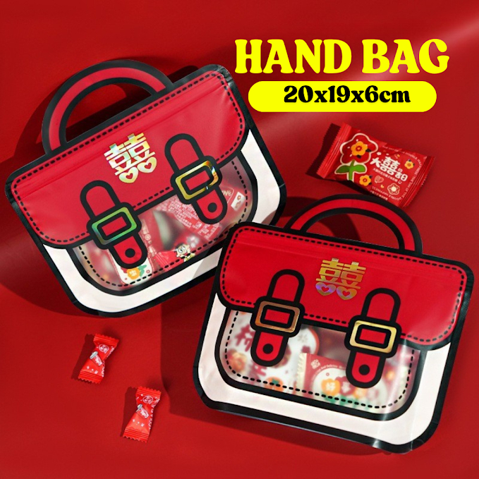 Plastik Goodie Bag Shuangxi Double Happiness Wedding Tingjing Sangjit Engagement Packaging Ziplock S