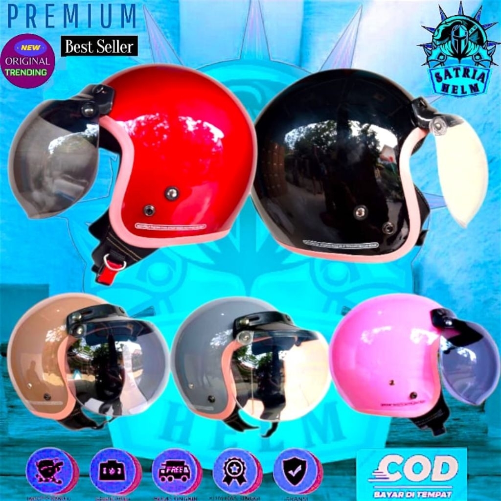 HELM BOGO SOLID LIST PINK TERBARU HELEM MURAH COCOK UNTUK WANITA BAGUS BERKUALITAS SUDAH SNI