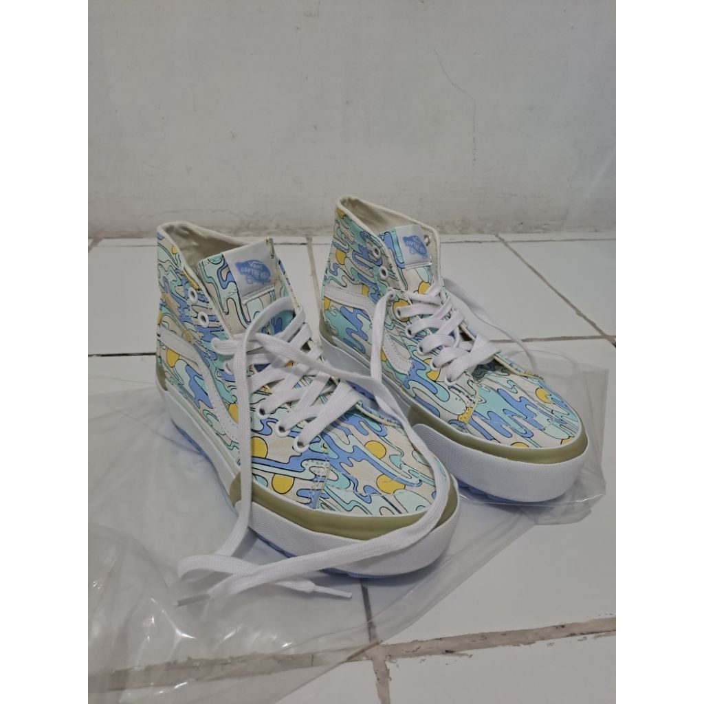 PRELOVED VANS Sk-8 Hi Tapered Stacked UV Ink Sunwaves