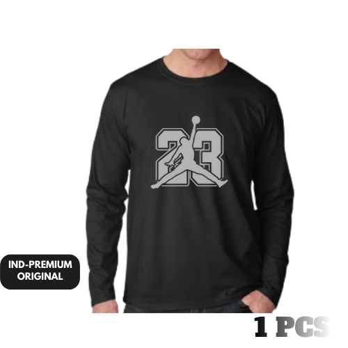 UNISEX Kaos Distro Pria Wanita Lengan Panjang JORDAN 23 Logo SILVER T-Shirt | Baju Katun Premium Lak
