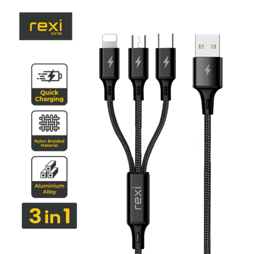 Rexi KD01-T Cable Data 3 in 1 Fast Charging Micro/Type-C/Lightning KD01t