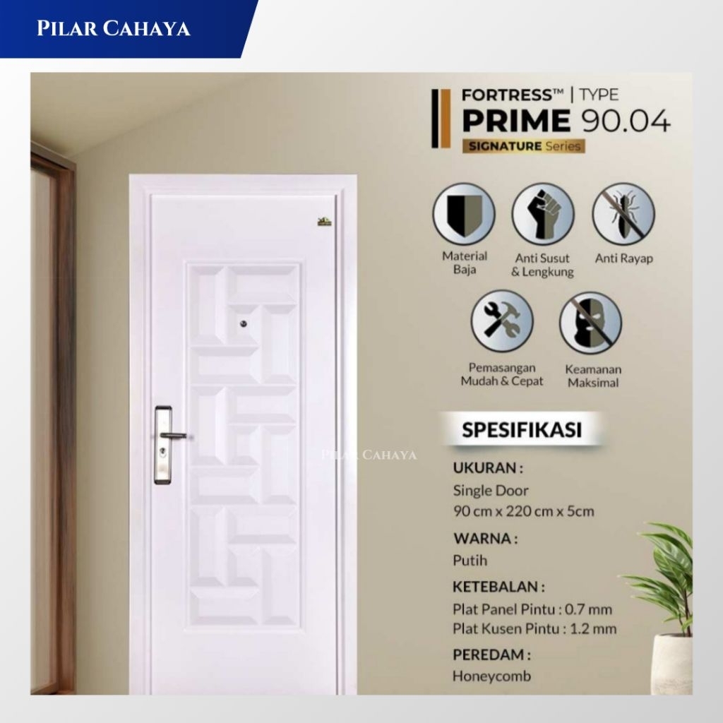PINTU BAJA FORTRESS TYPE PRIME 90.04 UKURAN 90x220 PINTU KAMAR / PINTU UTANMA BAJA PREMIUM SINGLE