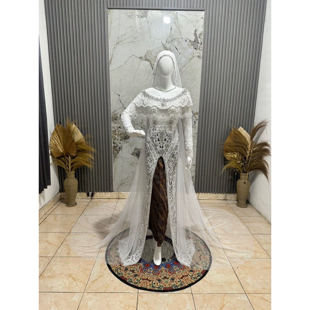 Kebaya Pengantin Beronce bahan santily