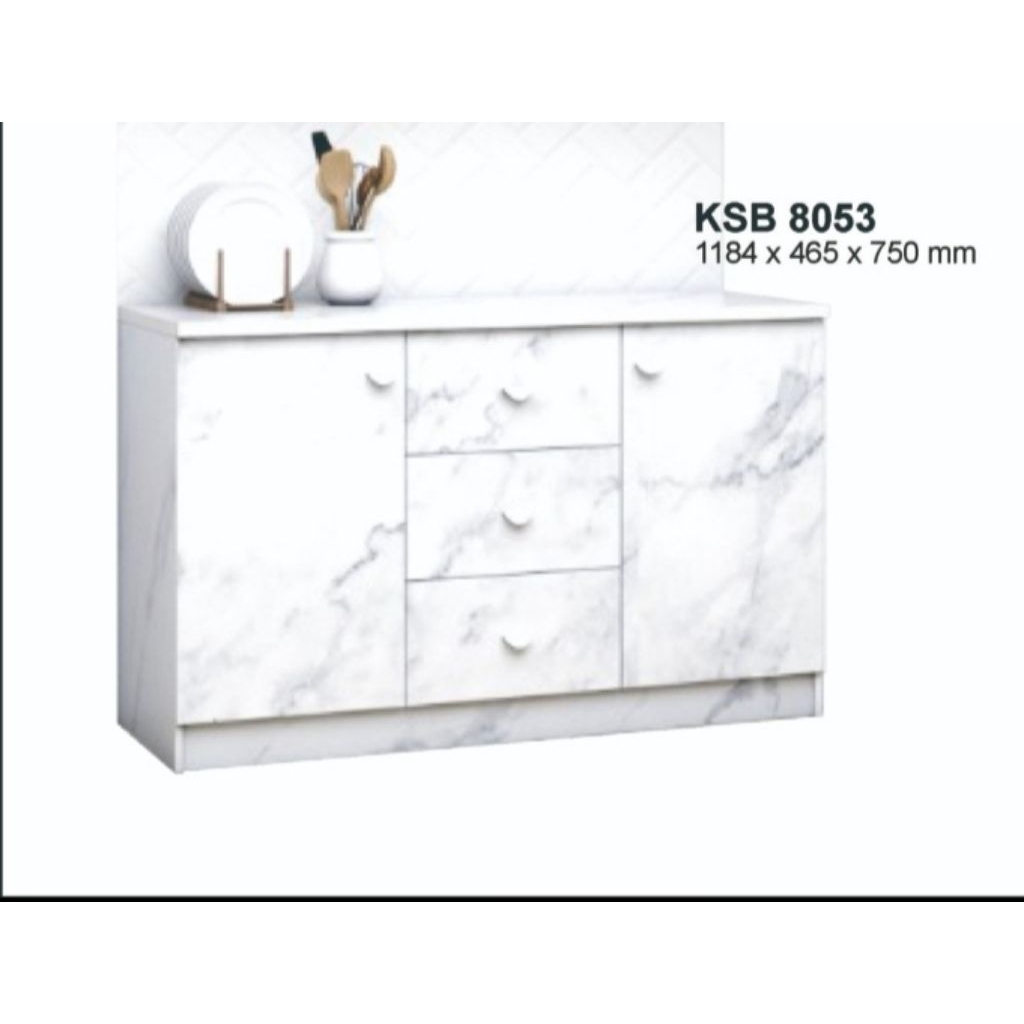 Buffet lemari dapur kitchen set bawah 2 / 3 pintu marble - BANDUNG saja