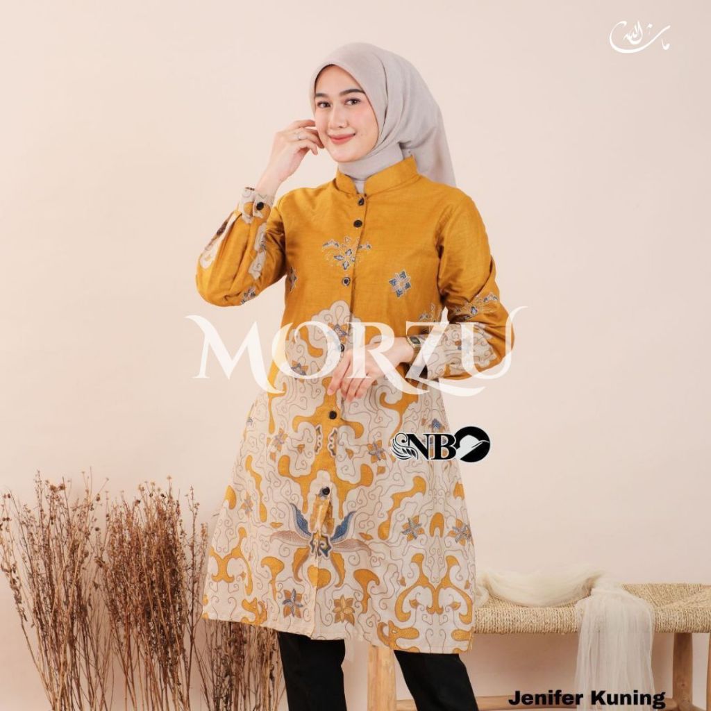 Jenifer Tunik Batik Wanita Kancing Depan Busui Friendly Tunik Batik