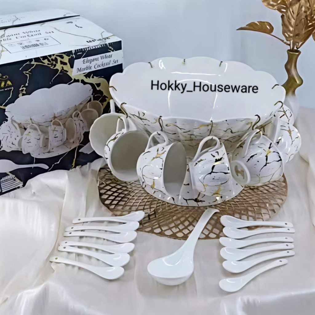 Wadah Es Buah Keramik Marble Fiorenza Set MP-898