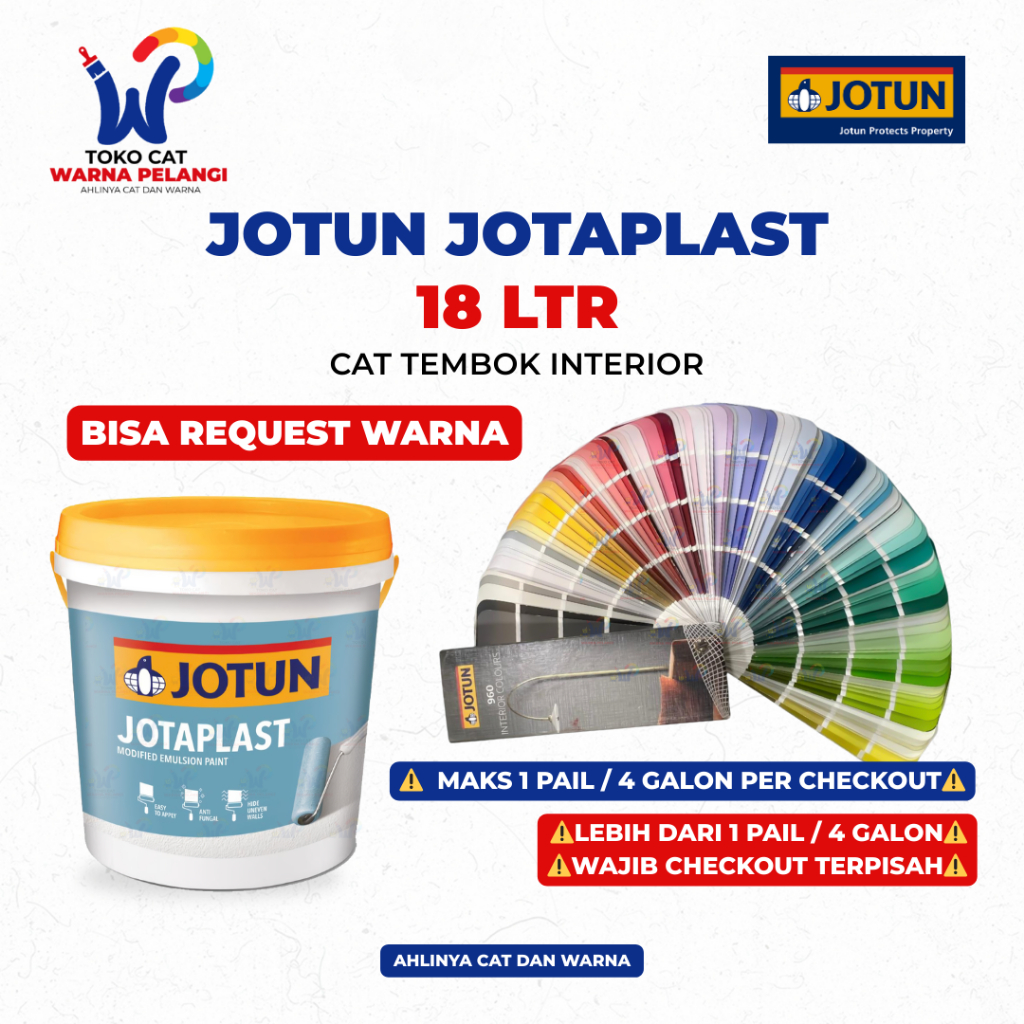 Cat Tembok Interior JOTUN JOTAPLAST 18 Ltr (20 Kg) | Cat Tintingt Tembok Dalam Jotun Terjangkau Affo