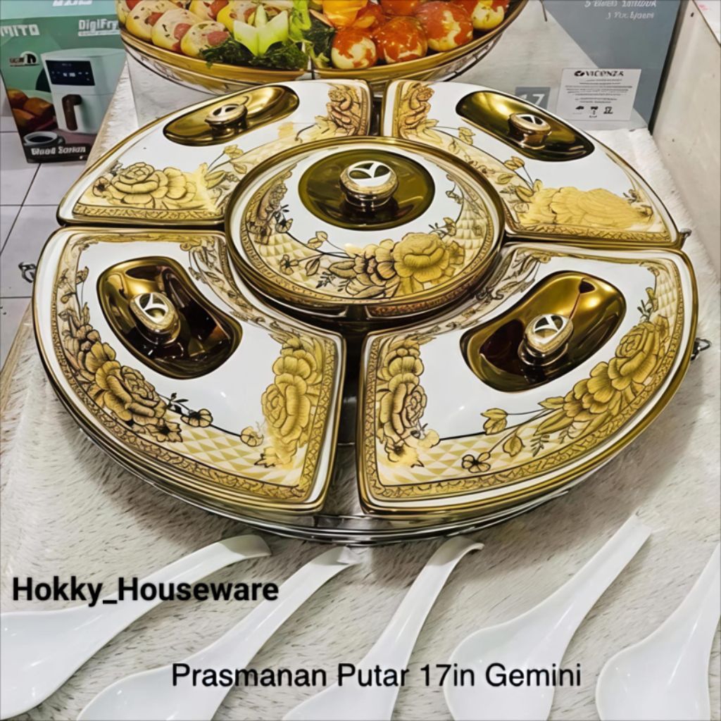 (Packing kayu) Prasmanan Putar Marble VICENZA ORIGINAL Set B-472(Ukuran Sedang)