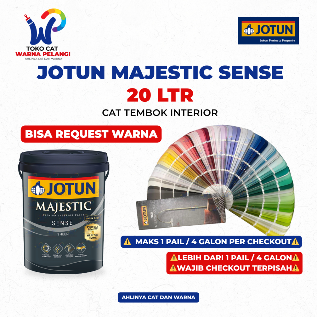 Cat Tembok Interior Premium JOTUN Majestic Sense 20 Ltr | Cat Tinting Jotun Tembok Dalam 20 Liter