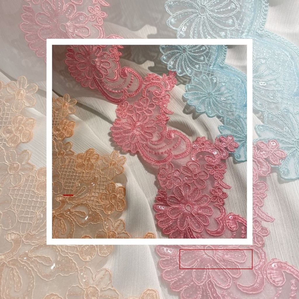 Renda Bordir organza / Renda Organza India