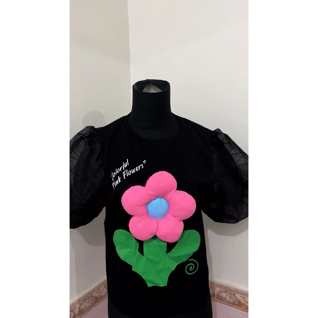 baju hitam lengan balon
