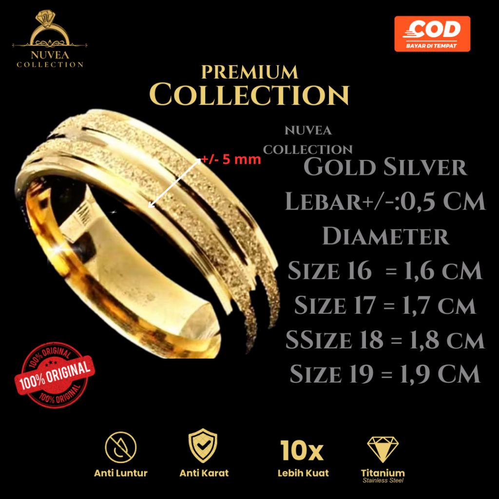 Cincin Titanium wanita pria stainless steel emas perihasan aksesoris gold cicin tunangan stainless s