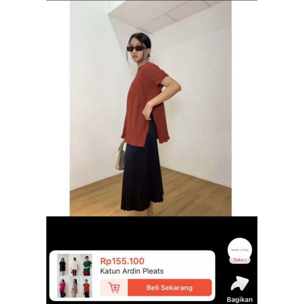 PRELOVED Monday to Friday Katun Ardin Pleats (Pleated Blouse Terracota)