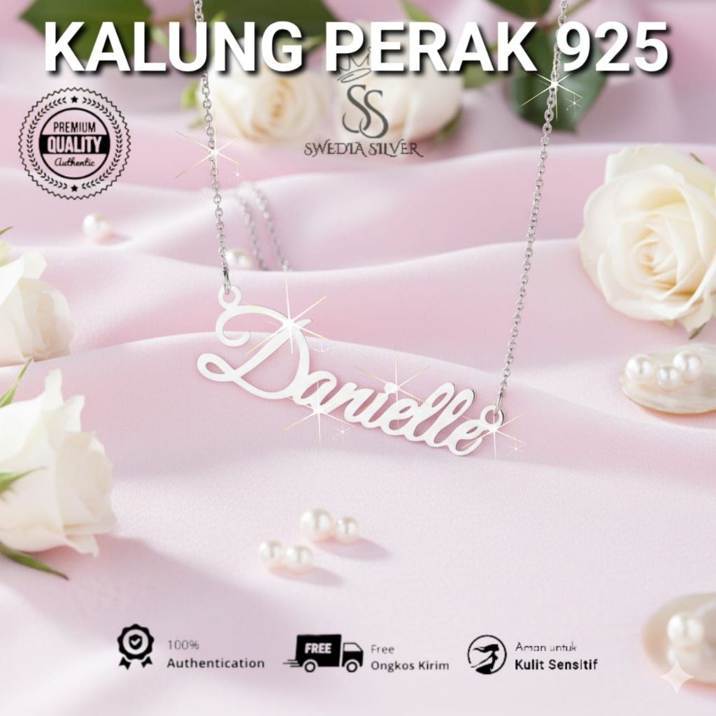 Kalung Nama Liontin Bahan Perak Asli 925 Logam Mulia
