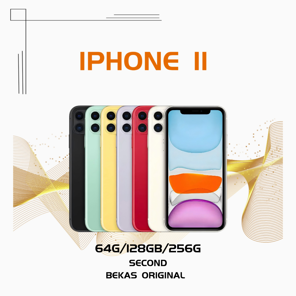 IPHONE 11 64GB 128GB 256GB Second BEKAS ORIGINAL 100% MULUS 13 NORMAL FULLSET