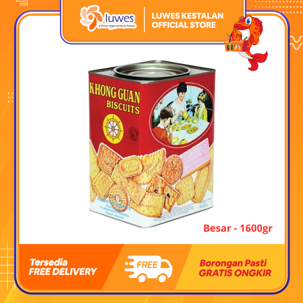(PROMO) Khong Guan Biskuit Kaleng 1600 Gram | Biskuit Kaleng Khong Guan Ukuran Besar 1,6kg | Biskuit