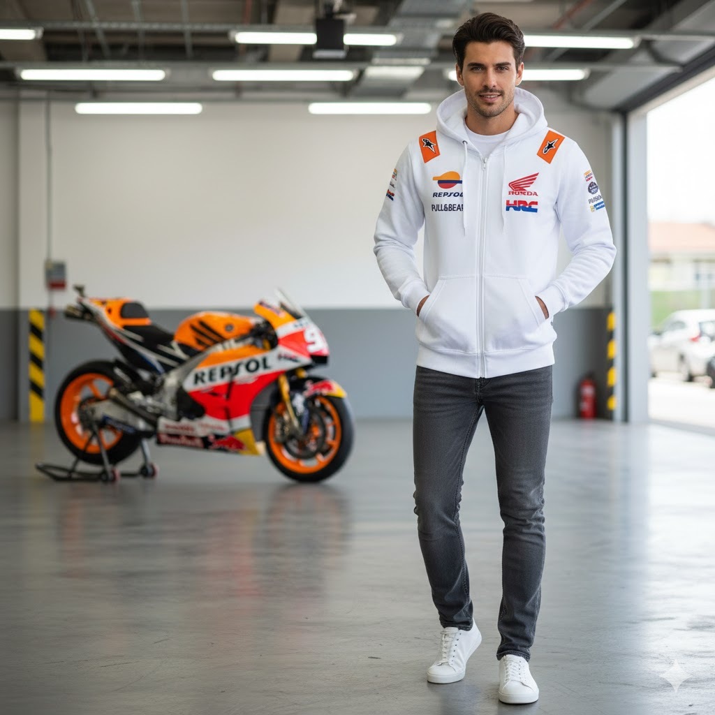 Gaya Sporty: Jaket Hoodie Zipper Repsol Honda Team MotoGP - Hitam Racing Edition  Gaya Komunitas: Ja