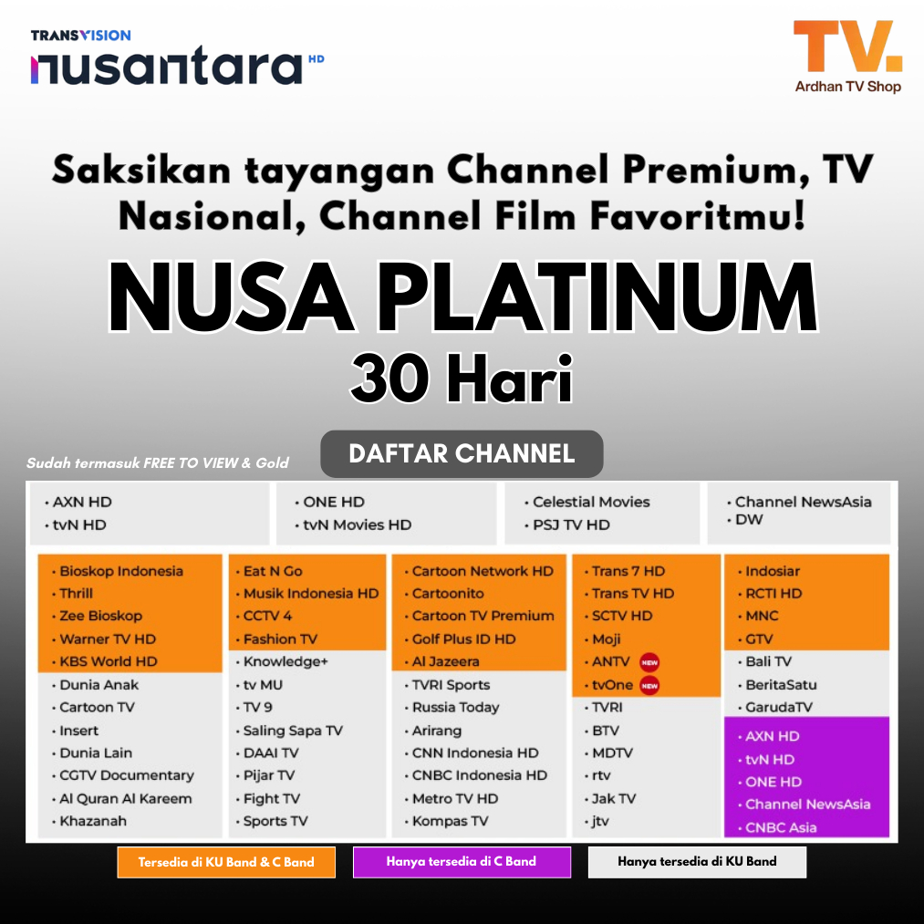 TransVision Nusantara HD Paket Platinum 1 Bulan