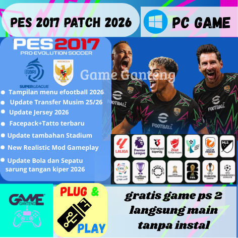 FLASHDISK ISI GAME PES 2017 PATCH 2026 LIGA 1  TIMNAS PC GAME 64 GB