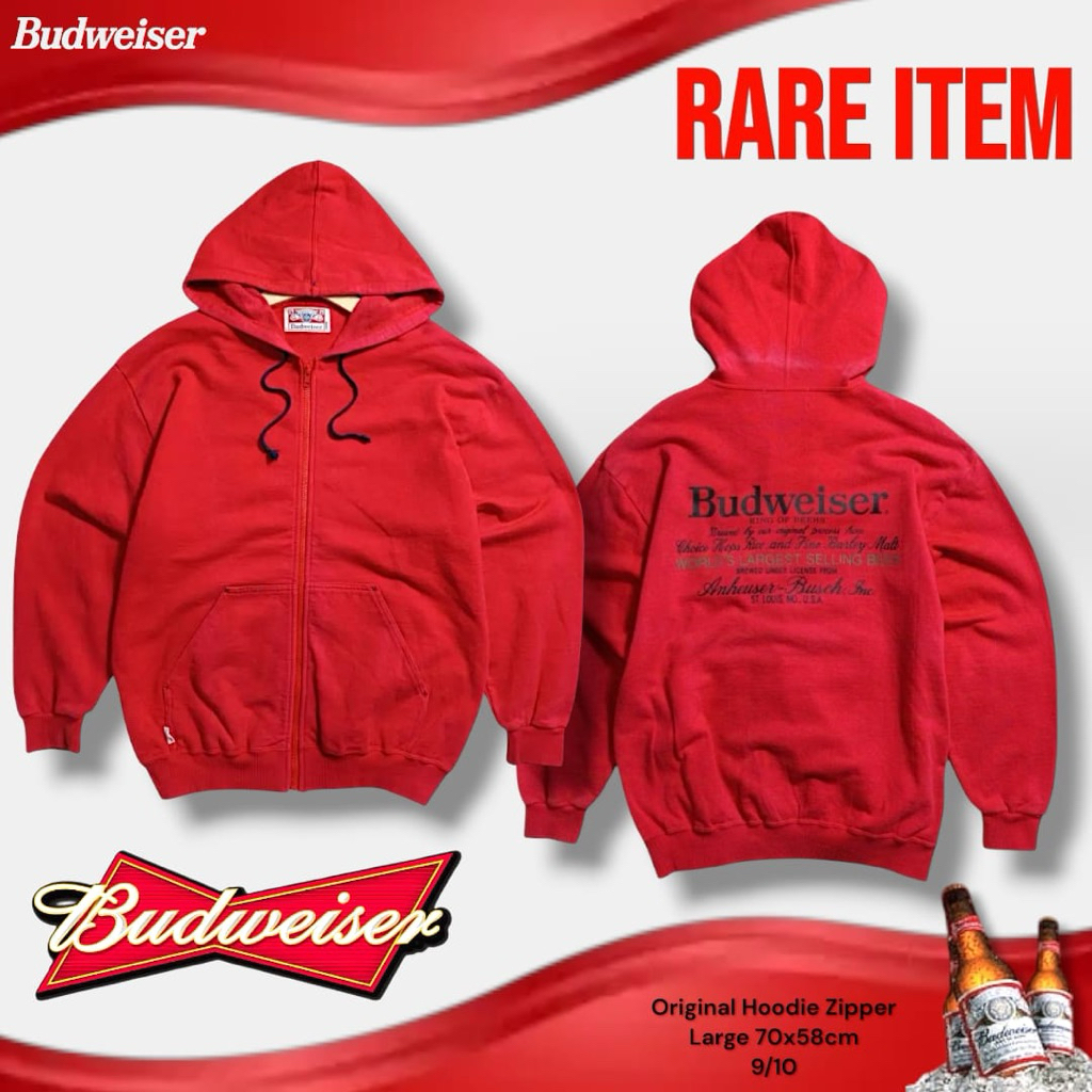 Jual Jaket Hoodie Vintage Budweiser Official Beer / Bir BUDWEISER merchandise Hodie Zipper Size L