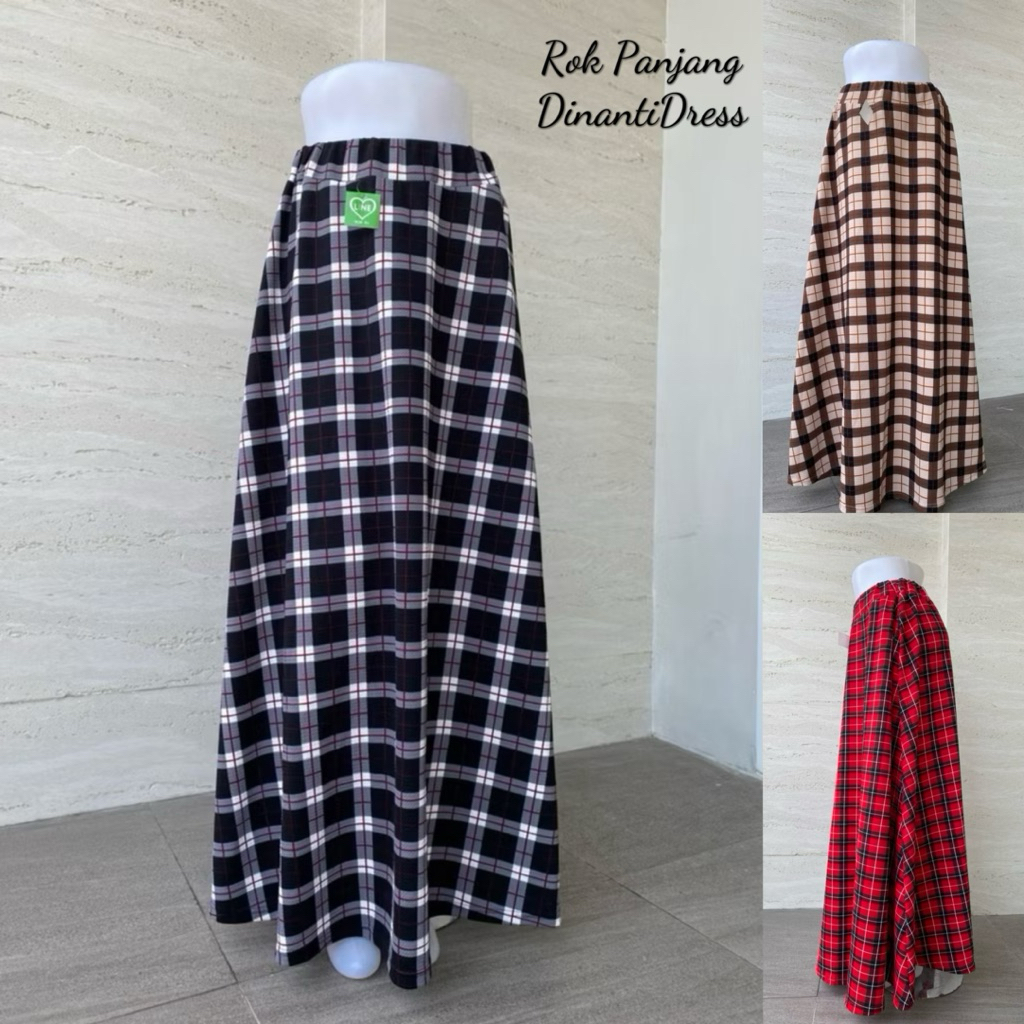Rok Payung Panjang Wanita Motif Kotak