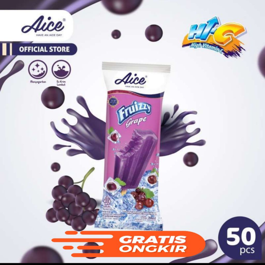Eskrim Aice Grape Kemasan 50 Pcs Termurah