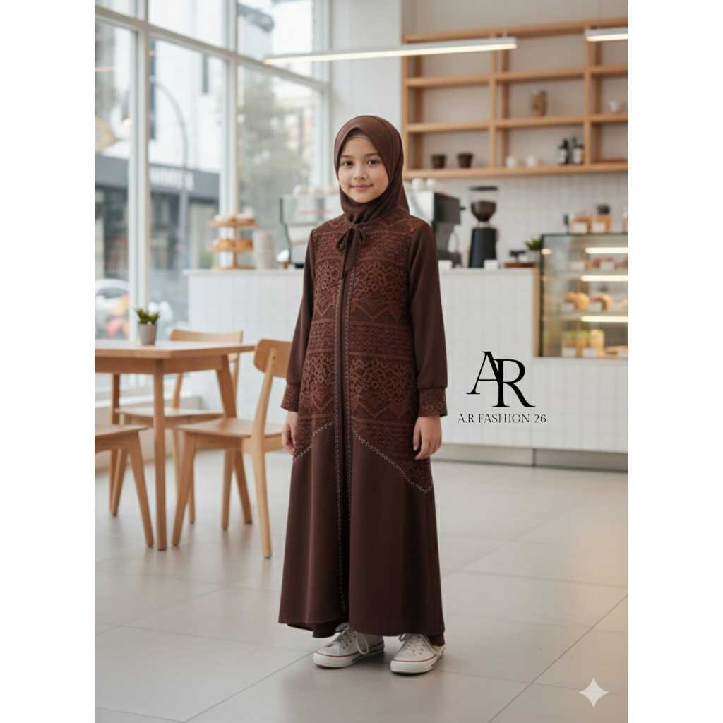 Naura Dress Gamis Anak Perempuan Terbaru Gamis kombinasi brukat Gamis Pesta Mewah Elegan