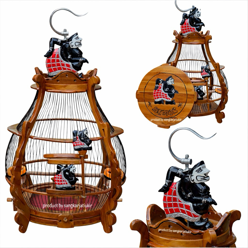 Sangkar Perkutut Kayu Jati Ukir Semar – Handmade Kelas Kontes