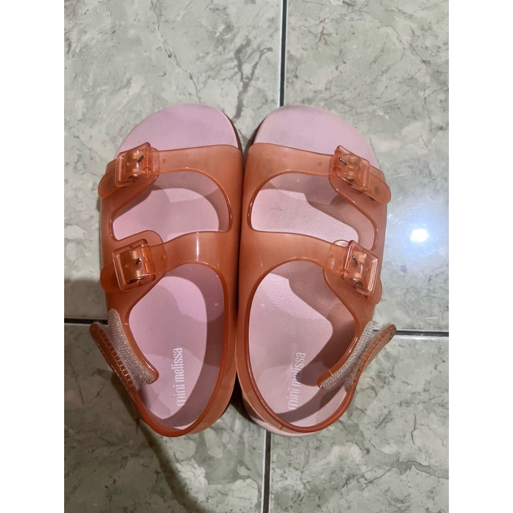 Mini Melissa wide sandal BB orange pink.